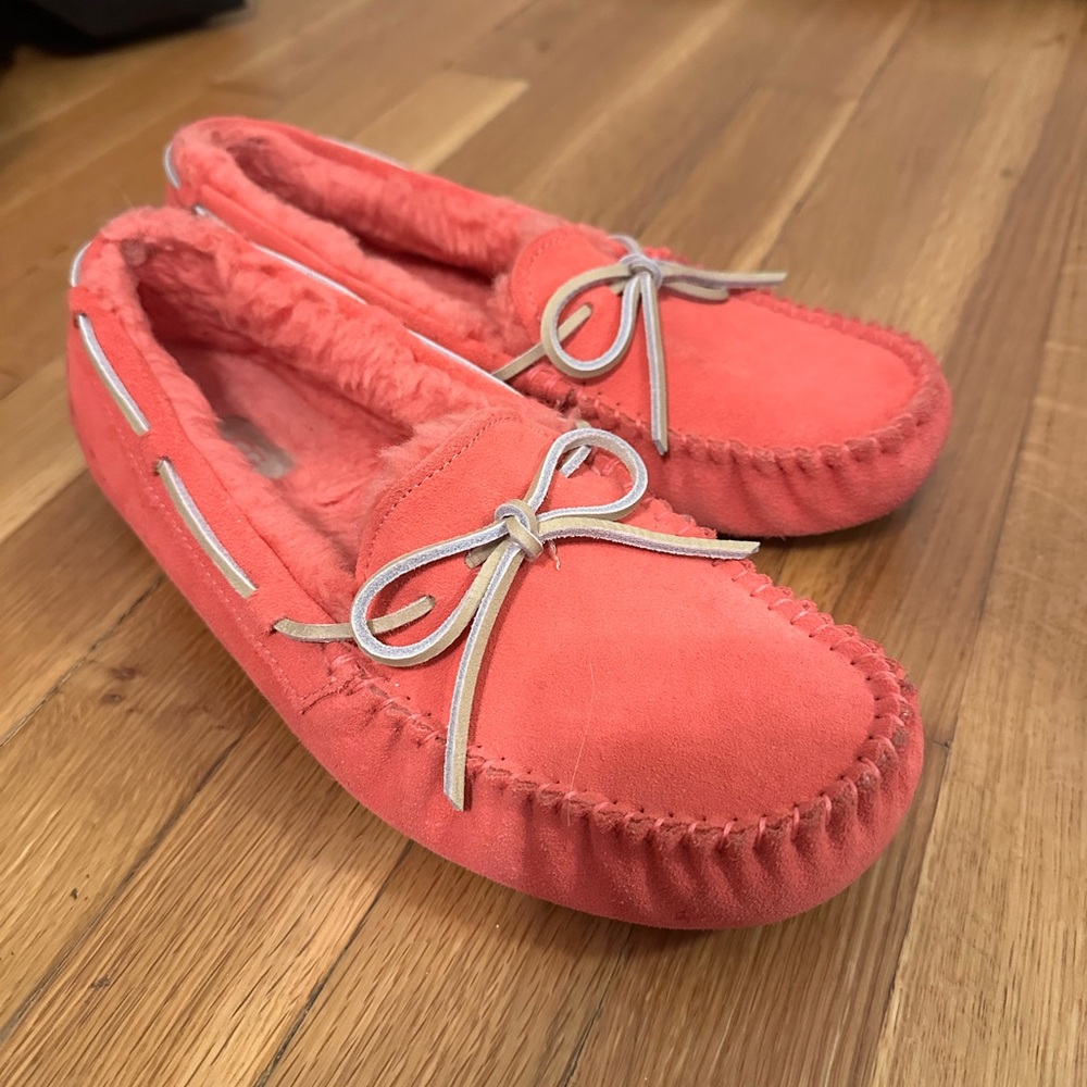 UGG Pink Moccasin Shoes with Bow Detail